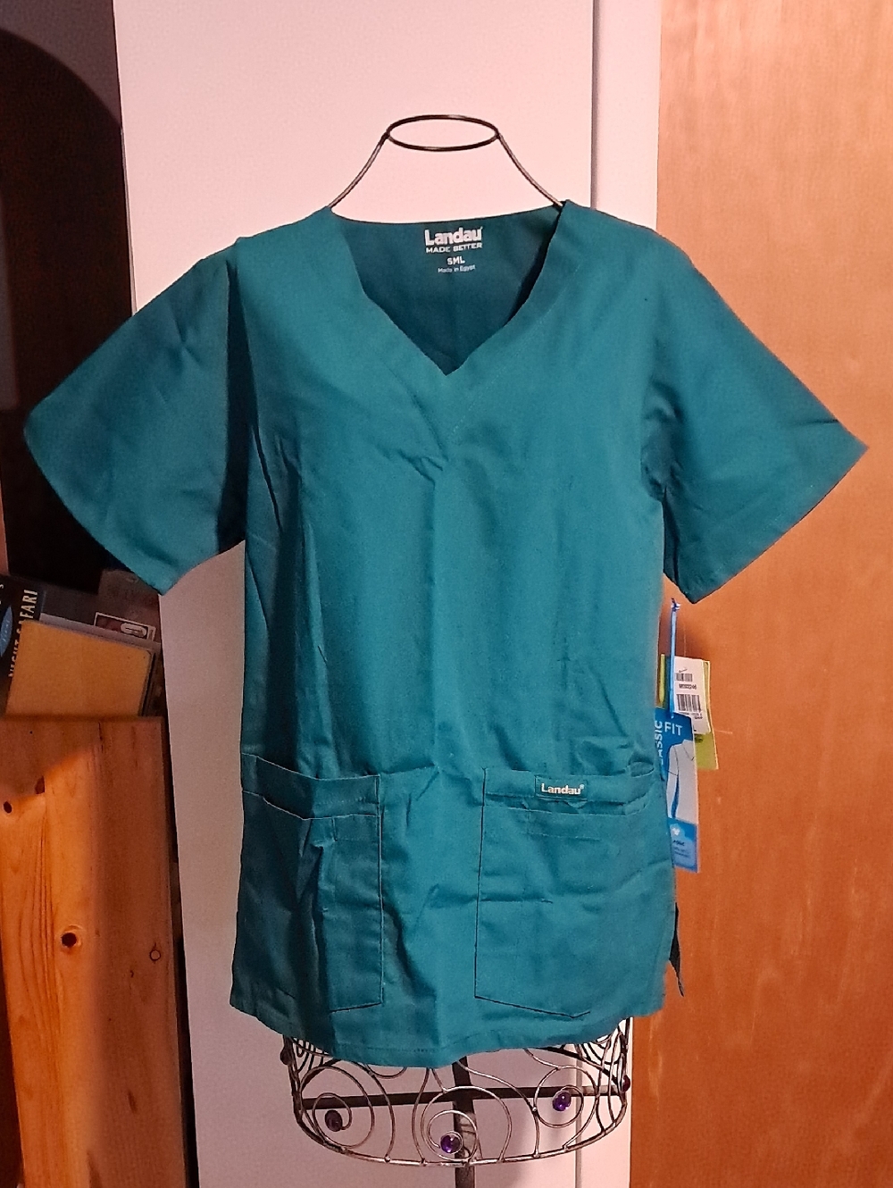Landau Teal V-Neck Medical Scrub Top